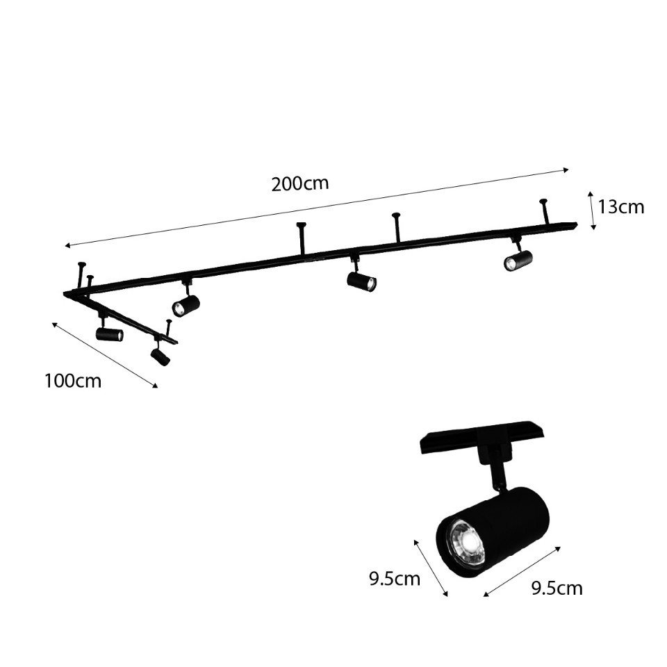 Qazqa Schienensystem-Sets Iconic jeana, ohne Leuchtmittel, Extra-Warmweiß, QAZQA Schienen leuchte, gu10, Schwarz, Stahl, Modern – Bild 4 von 5