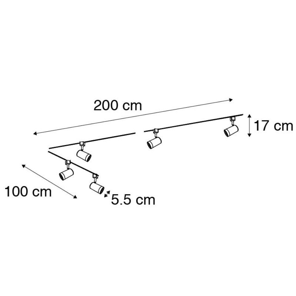 Qazqa Schienensystem-Sets Iconic jeana, ohne Leuchtmittel, Warmweiß, QAZQA Schienen leuchte, gu10, Weiß, Aluminium, Modern – Bild 3 von 5