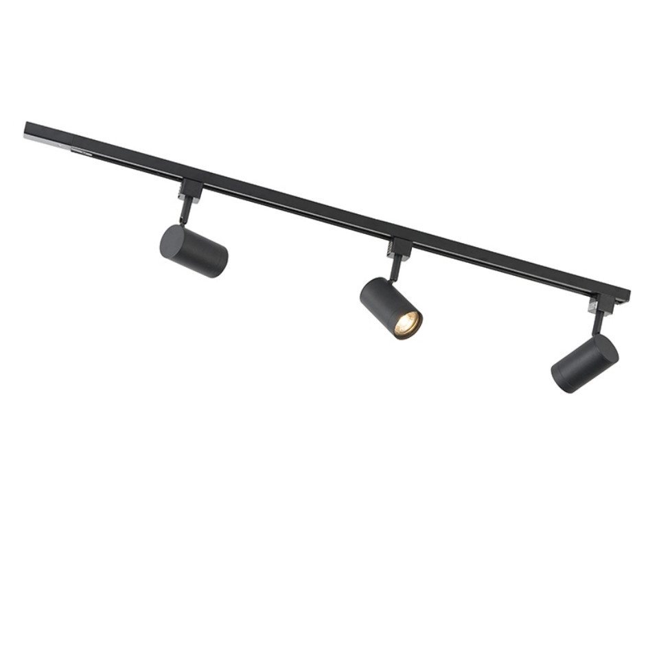 Qazqa Schienensystem-Sets Jeana, ohne Leuchtmittel, GU10, Schwarz, Modern, Stahl, Deckenstrahler 3-flammig – Bild 5 von 5