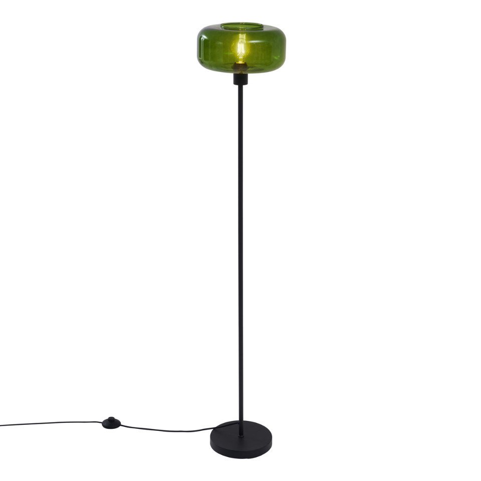Qazqa Stehlampe Bizle, ohne Leuchtmittel, Extra-Warmweiß, QAZQA Stehlampe, e27, Schwarz, Glas, Retro – Bild 4 von 5