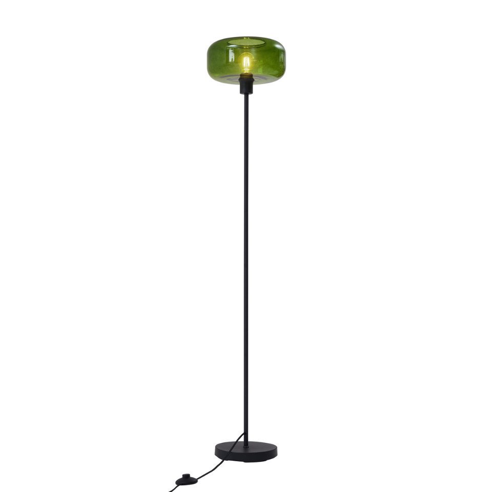 Qazqa Stehlampe Bizle, ohne Leuchtmittel, Extra-Warmweiß, QAZQA Stehlampe, e27, Schwarz, Glas, Retro – Bild 5 von 5