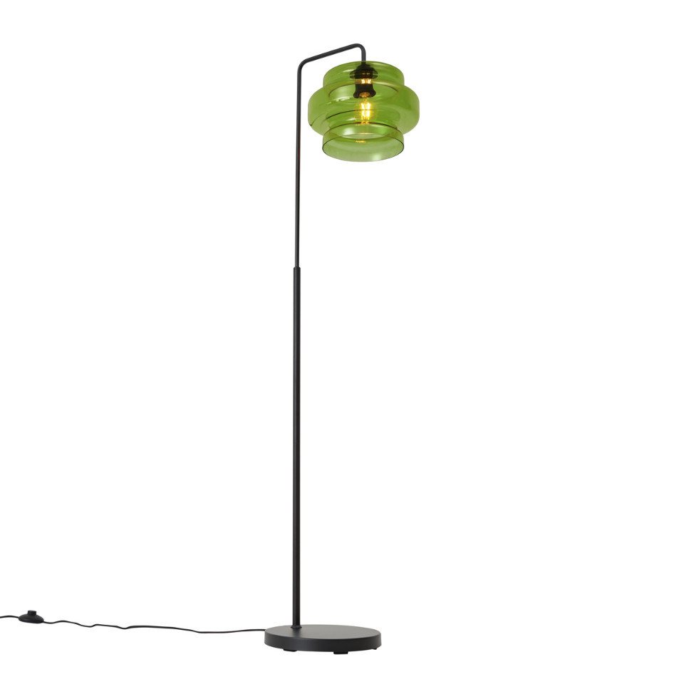 Qazqa Stehlampe Denise, ohne Leuchtmittel, Extra-Warmweiß, QAZQA Stehlampe, e27, Grün, Glas, Retro – Bild 4 von 5