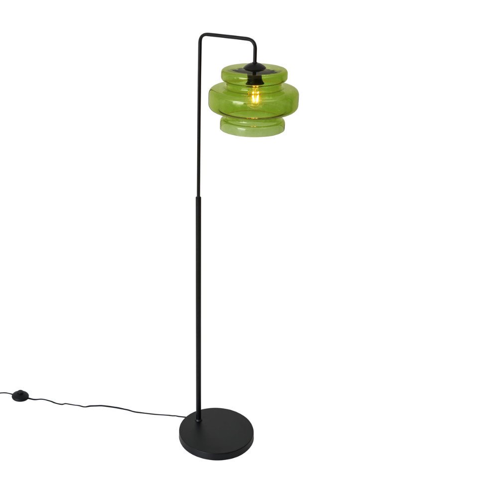 Qazqa Stehlampe Denise, ohne Leuchtmittel, Extra-Warmweiß, QAZQA Stehlampe, e27, Grün, Glas, Retro – Bild 5 von 5