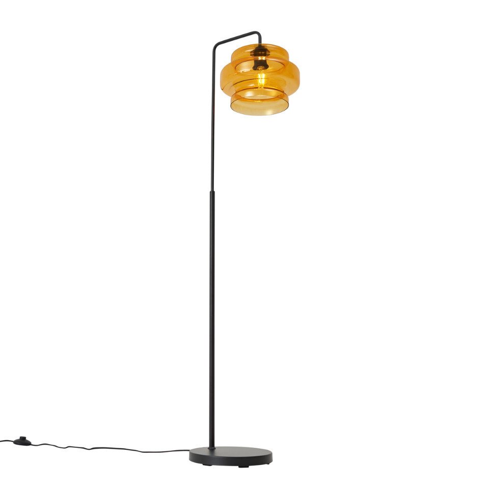 Qazqa Stehlampe Denise, ohne Leuchtmittel, Extra-Warmweiß, QAZQA Stehlampe, e27, Orange, Glas, Retro – Bild 4 von 5