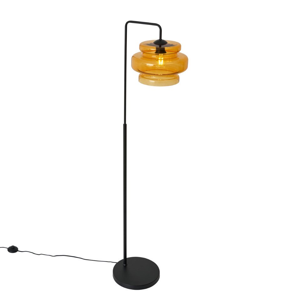 Qazqa Stehlampe Denise, ohne Leuchtmittel, Extra-Warmweiß, QAZQA Stehlampe, e27, Orange, Glas, Retro – Bild 5 von 5