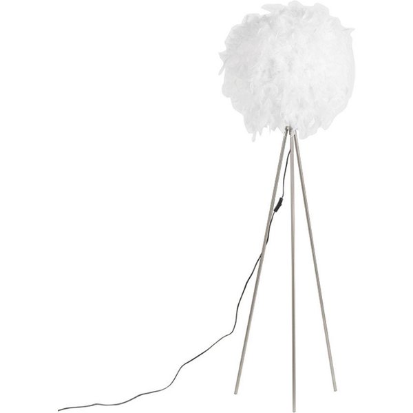 Qazqa Stehlampe Feather, ohne Leuchtmittel, Warmweiß, QAZQA Stehlampe, e27, Weiß, Stahl, Modern