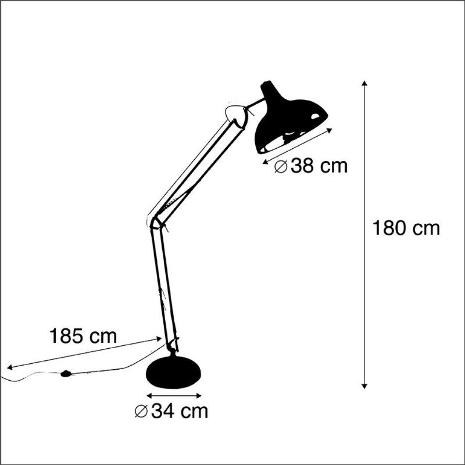Qazqa Stehlampe Hobby fl, ohne Leuchtmittel, Warmweiß, QAZQA Stehlampe, e27, Schwarz, Stahl, Design – Bild 2 von 5