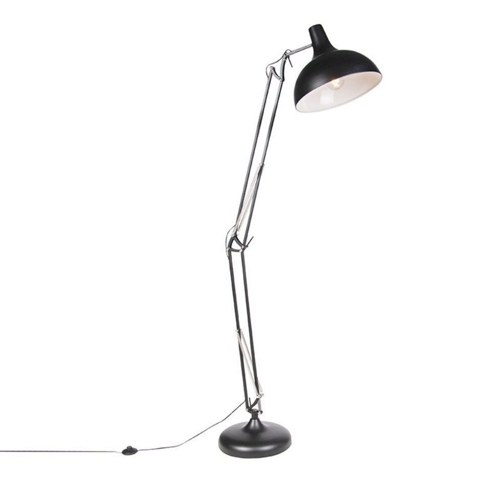 Qazqa Stehlampe Hobby fl, ohne Leuchtmittel, Warmweiß, QAZQA Stehlampe, e27, Schwarz, Stahl, Design – Bild 4 von 5