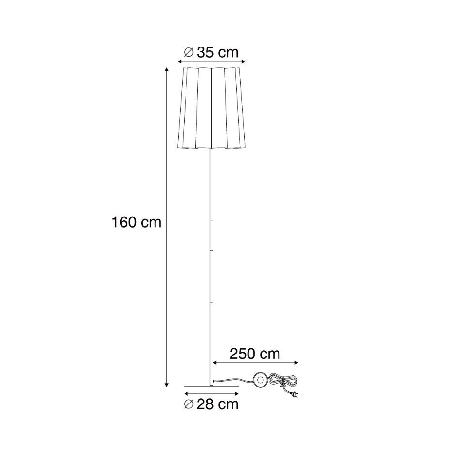 Qazqa Stehlampe Jenni, ohne Leuchtmittel, Warmweiß, QAZQA Stehlampe, e27, Beige, Stahl, Japandi – Bild 2 von 5