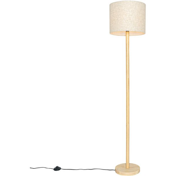 Qazqa Stehlampe Mels, ohne Leuchtmittel, Warmweiß, QAZQA Stehlampe, e27, Naturel, Holz, Modern