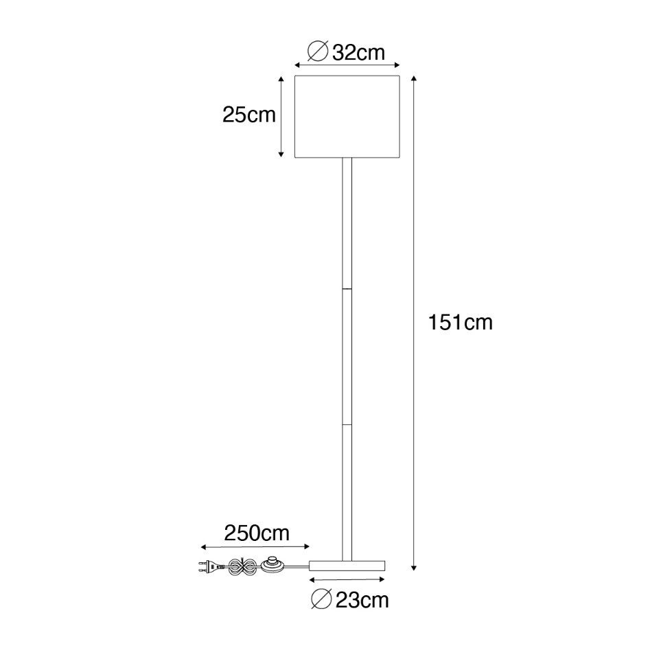 Qazqa Stehlampe Mels, ohne Leuchtmittel, Warmweiß, QAZQA Stehlampe, e27, Naturel, Holz, Modern – Bild 2 von 5