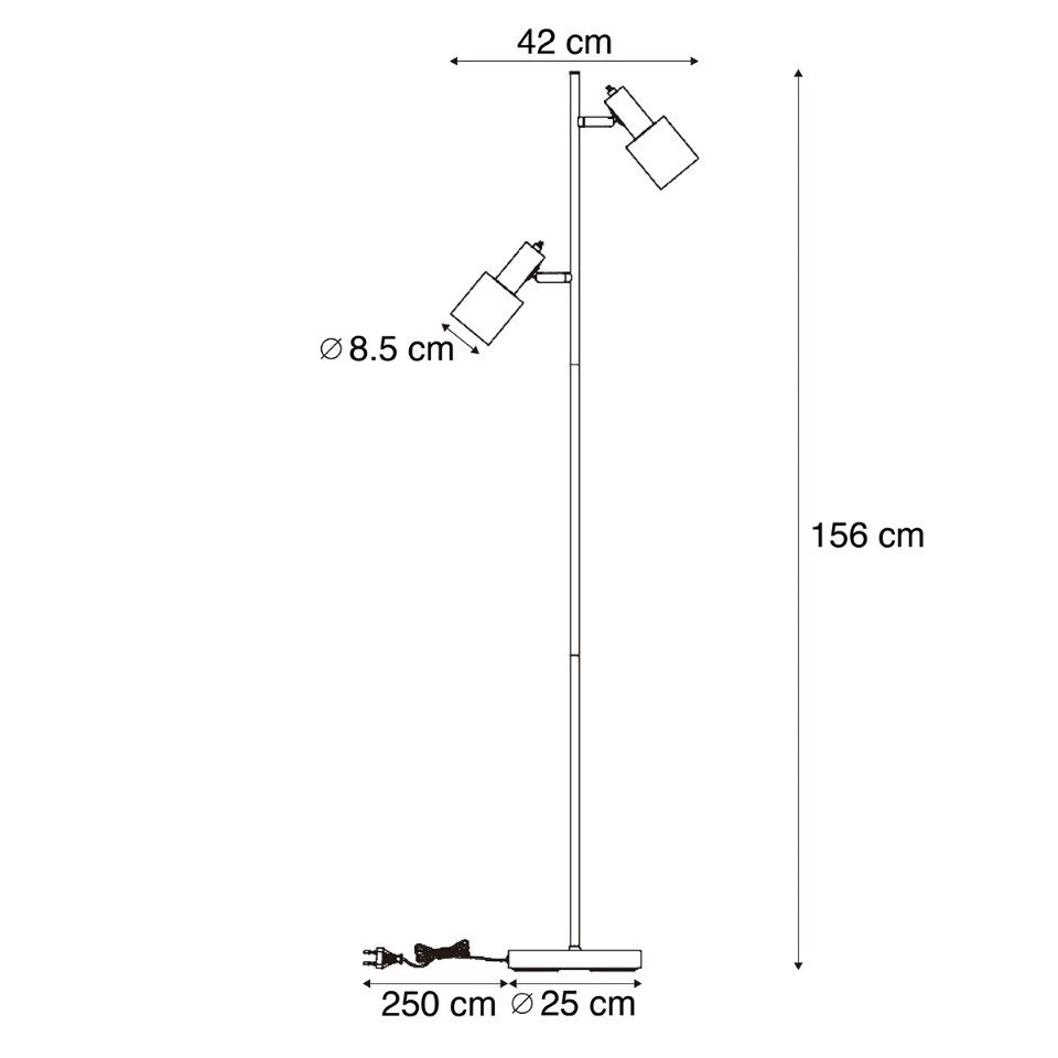 Qazqa Stehlampe Stijn, ohne Leuchtmittel, Warmweiß, QAZQA Stehlampe, e27, Blau, Metall, Modern – Bild 2 von 5