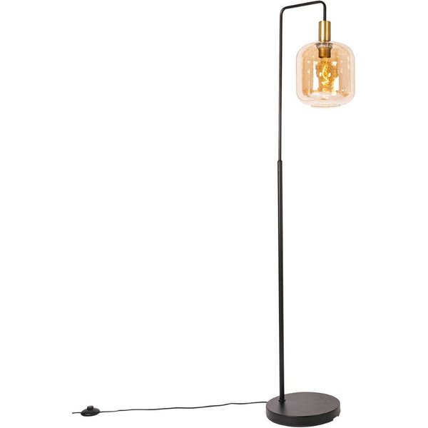 Qazqa Stehlampe Zuzanna, ohne Leuchtmittel, Warmweiß, QAZQA Stehlampe, e27, Orange, Glas, Art Deco