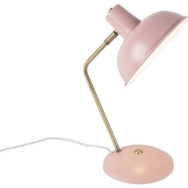 Qazqa Tischleuchte Milou, ohne Leuchtmittel, Warmweiß, QAZQA Tisch leuchte, e14, Rosa, Stahl, Retro