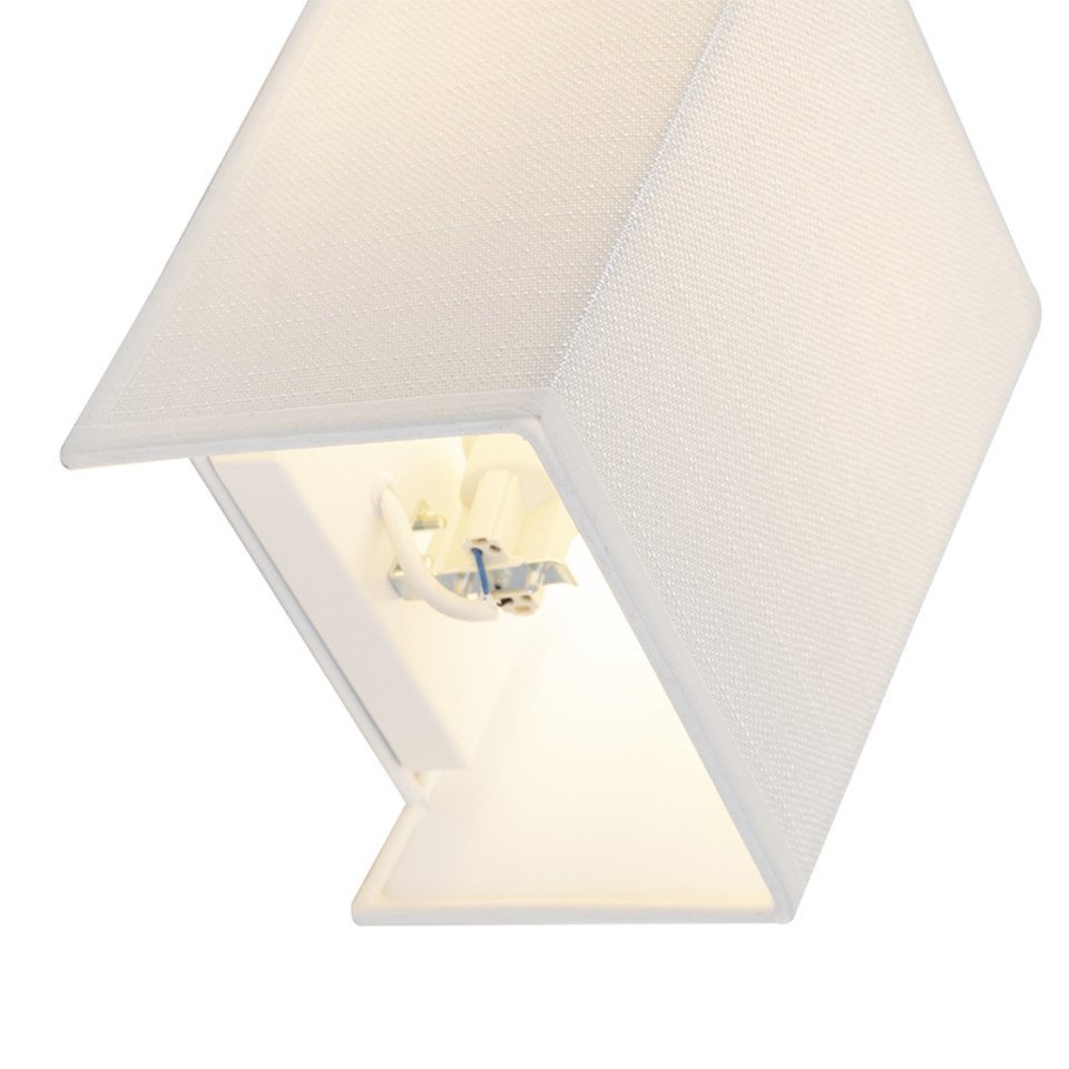 Qazqa Wandleuchte Vete, ohne Leuchtmittel, Warmweiß, QAZQA Wand leuchte, e27, Weiß, Textil, Modern – Bild 4 von 5