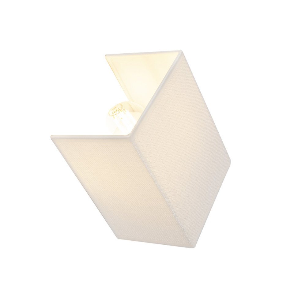 Qazqa Wandleuchte Vete, ohne Leuchtmittel, Warmweiß, QAZQA Wand leuchte, e27, Weiß, Textil, Modern – Bild 5 von 5