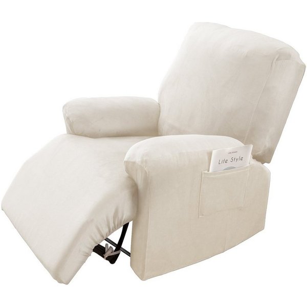 Qelus Relaxsesselhusse Samt Strecken Sesselschoner,Sessel überzug für Relaxsessel 1 Stück, Elastisch,Waschbar,Seitentaschen-Design,Sesselschoner Mit Armlehne