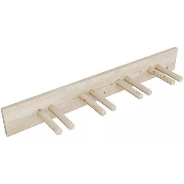 QLS Halterung Holz, (Skihalterung für 4 Paare 90 cm Nordic Walking Trekking Stöcke)