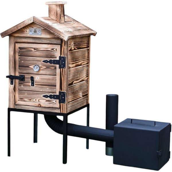 QLS Räucherofen Premium 60 cm Holz Geflammt, Holzräucherei Räucherkammer aus Fichte Tragbar Outdoor