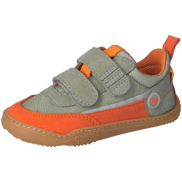 qnuffs Erle Barfußschuh Klettschuh, Halbschuh, Sneaker mit Kontrastbesätzen