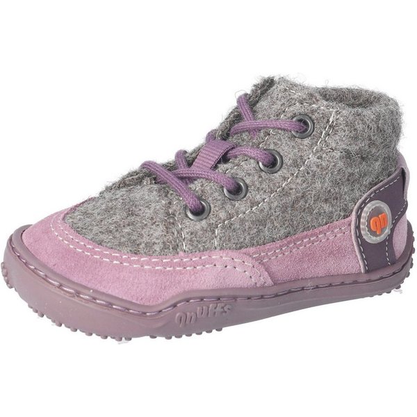 qnuffs WEIDE Barfußschuh Schnürschuh mit Namenschild an der Rückseite