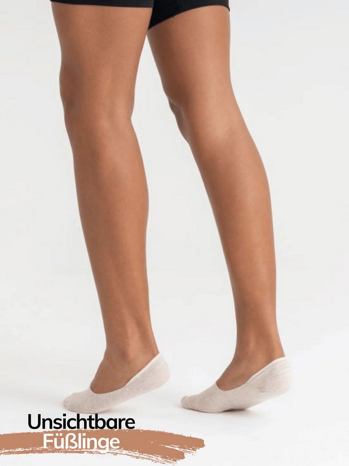 QOLONIA Füßlinge Füsslinge Damen unsichtbar, Ballerina Socken mit Silikon, 6 Paar 35-42 (Set, 6 Paar) Silikonstreifen an der Ferse für sicheren Halt, unsichtbar – Bild 2 von 5