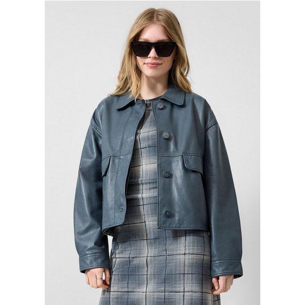QS Funktionsjacke Outdoor-Jacke Echtlederjacke mit Pattentaschen