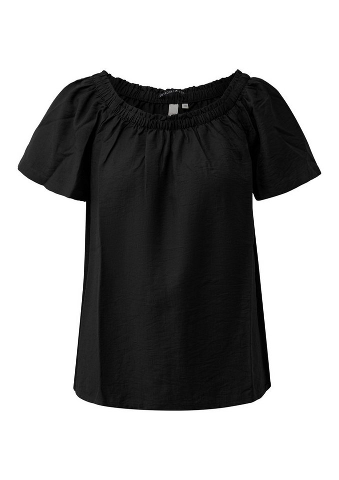 QS Kurzarmbluse Bluse Viskosemix-Bluse mit Carmenausschnitt – Bild 2 von 5