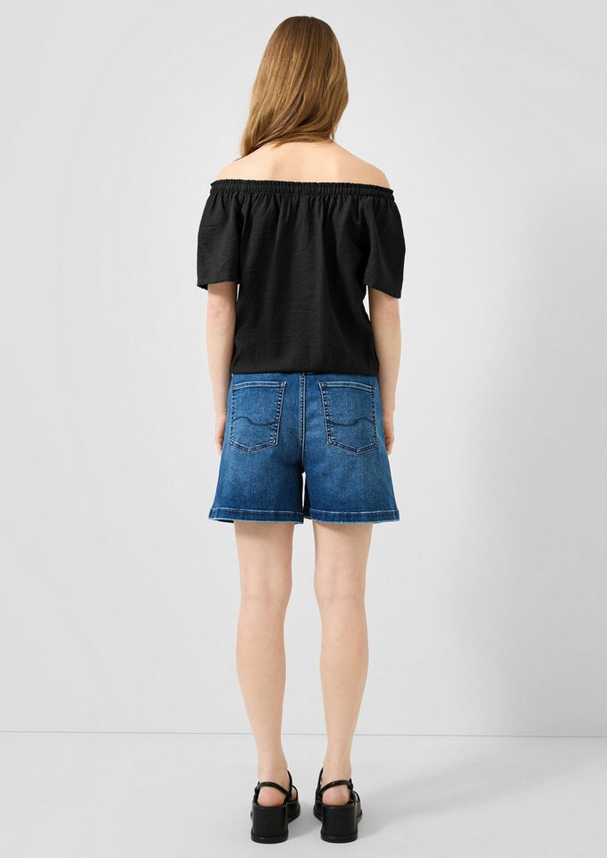QS Kurzarmbluse Bluse Viskosemix-Bluse mit Carmenausschnitt – Bild 3 von 5