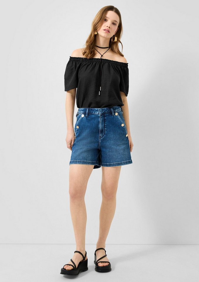 QS Kurzarmbluse Bluse Viskosemix-Bluse mit Carmenausschnitt – Bild 5 von 5