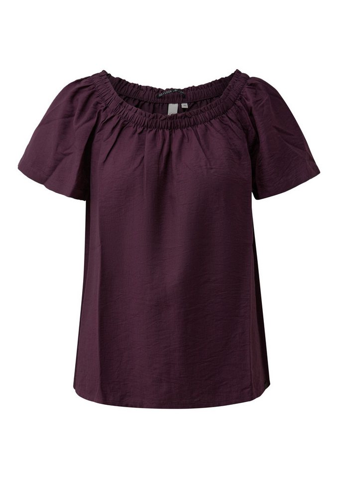 QS Kurzarmbluse Bluse Viskosemix-Bluse mit Carmenausschnitt – Bild 2 von 5