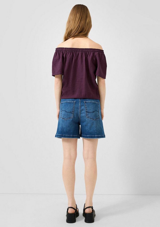 QS Kurzarmbluse Bluse Viskosemix-Bluse mit Carmenausschnitt – Bild 3 von 5