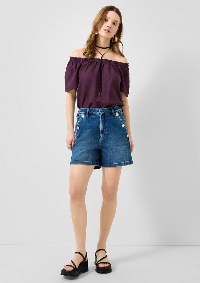 QS Kurzarmbluse Bluse Viskosemix-Bluse mit Carmenausschnitt – Bild 5 von 5