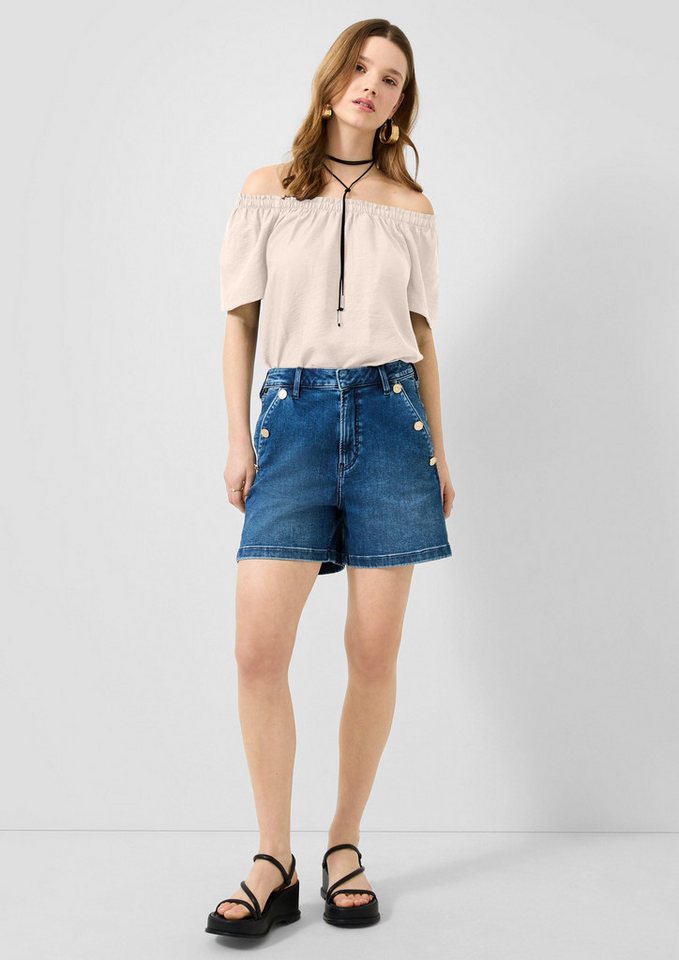 QS Kurzarmbluse Bluse Viskosemix-Bluse mit Carmenausschnitt – Bild 5 von 5