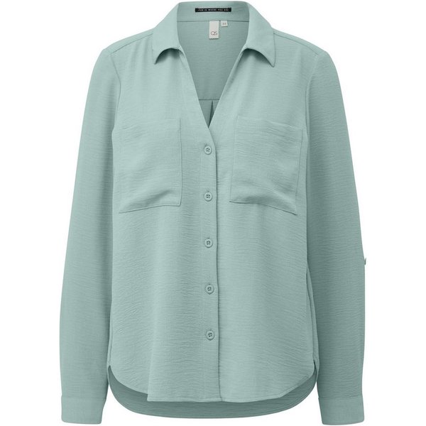 QS Langarmbluse Bluse Crêpebluse mit Turn-up-Ärmel
