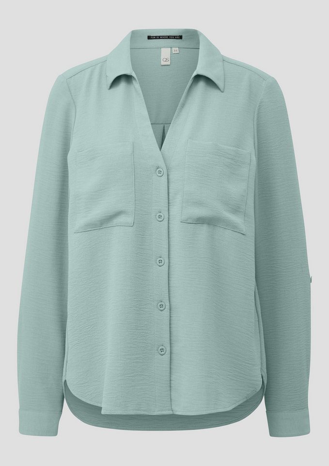 QS Langarmbluse Bluse Crêpebluse mit Turn-up-Ärmel – Bild 3 von 3