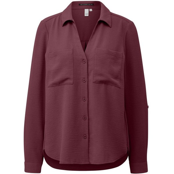 QS Langarmbluse Bluse Crêpebluse mit Turn-up-Ärmel