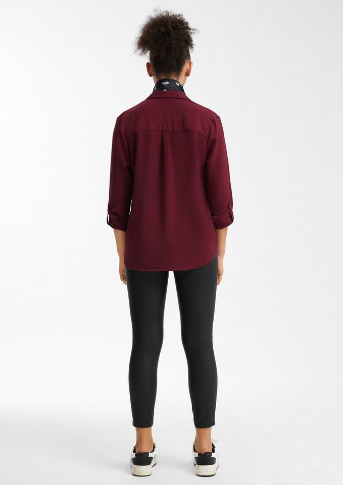 QS Langarmbluse Bluse Crêpebluse mit Turn-up-Ärmel – Bild 2 von 5