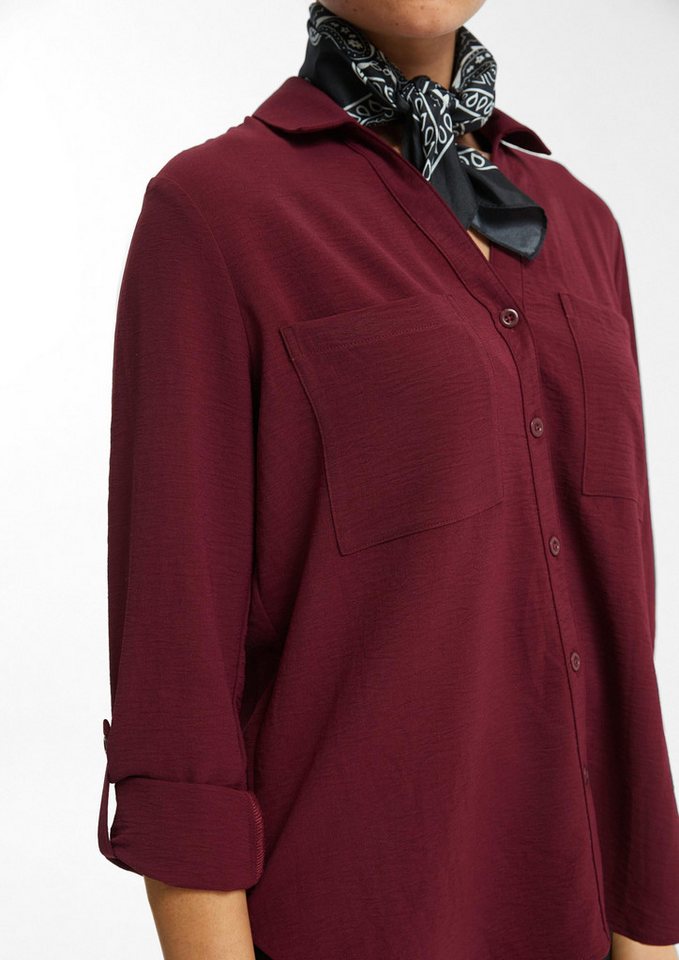 QS Langarmbluse Bluse Crêpebluse mit Turn-up-Ärmel – Bild 3 von 5