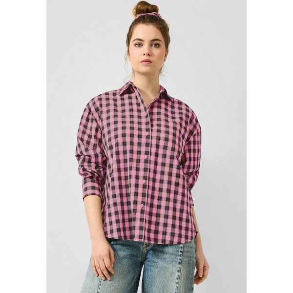 QS Langarmbluse Bluse Karohemd mit passendem Scrunchie