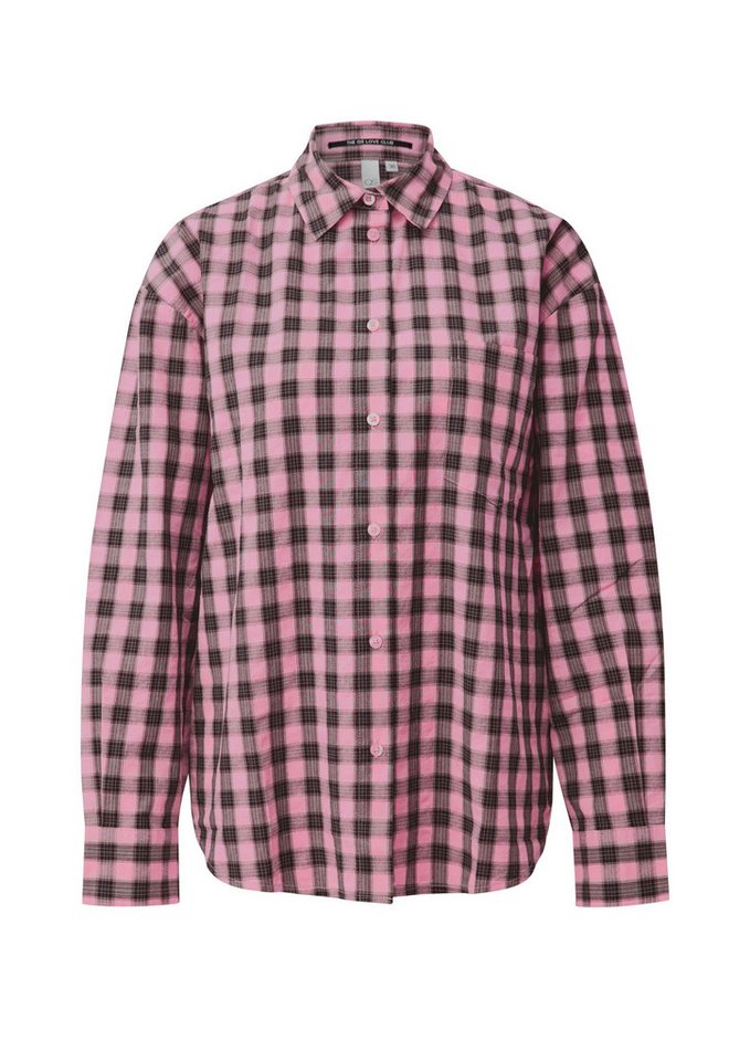 QS Langarmbluse Bluse Karohemd mit passendem Scrunchie – Bild 2 von 5