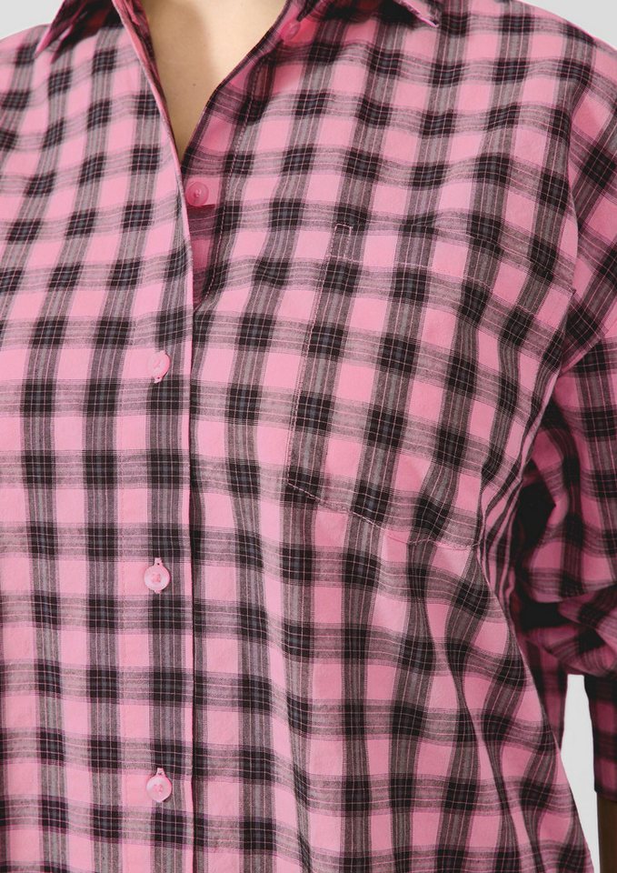 QS Langarmbluse Bluse Karohemd mit passendem Scrunchie – Bild 4 von 5