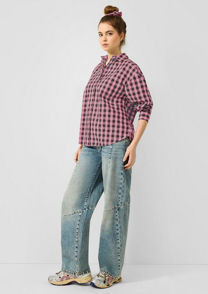 QS Langarmbluse Bluse Karohemd mit passendem Scrunchie – Bild 5 von 5