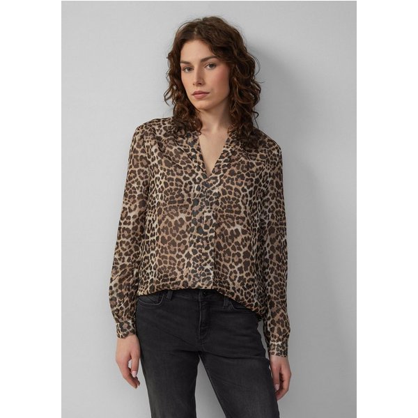 QS Langarmbluse Bluse Leicht transparente Chiffonbluse mit All-over-Print