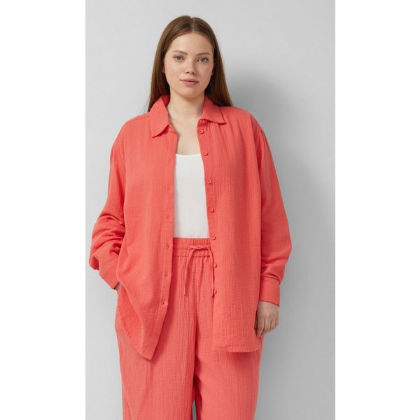 QS Langarmbluse Bluse Musselin Bluse mit überschnittener Schuler