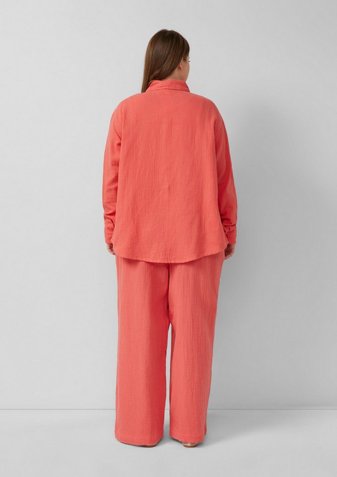 QS Langarmbluse Bluse Musselin Bluse mit überschnittener Schuler – Bild 3 von 5