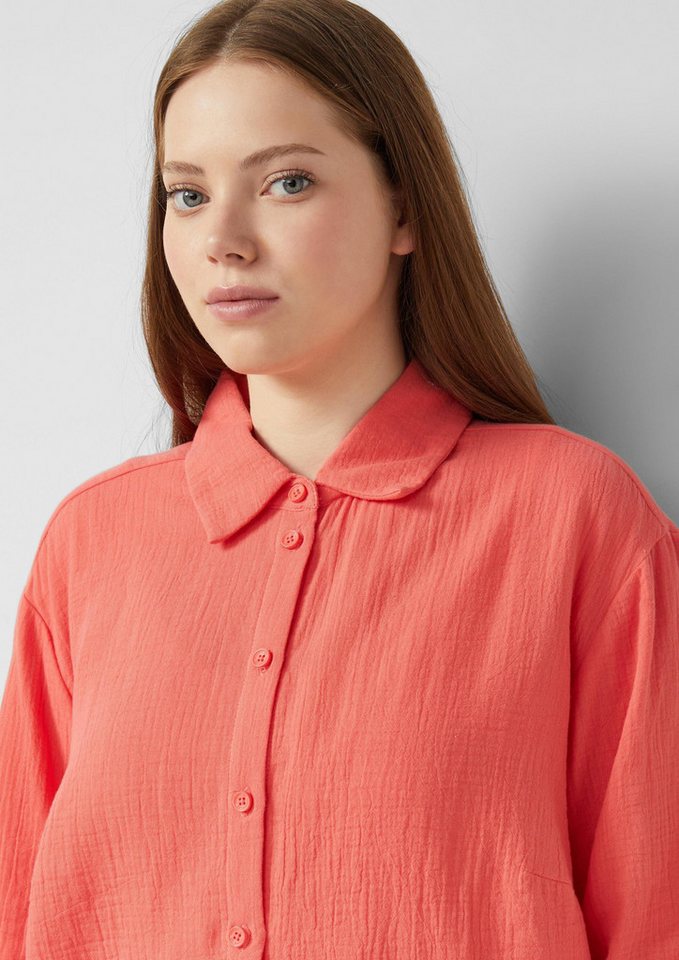QS Langarmbluse Bluse Musselin Bluse mit überschnittener Schuler – Bild 4 von 5