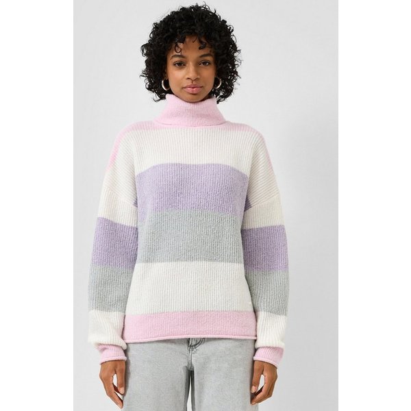 QS Longpullover Strickjacke Rollkragenpullover mit Streifen