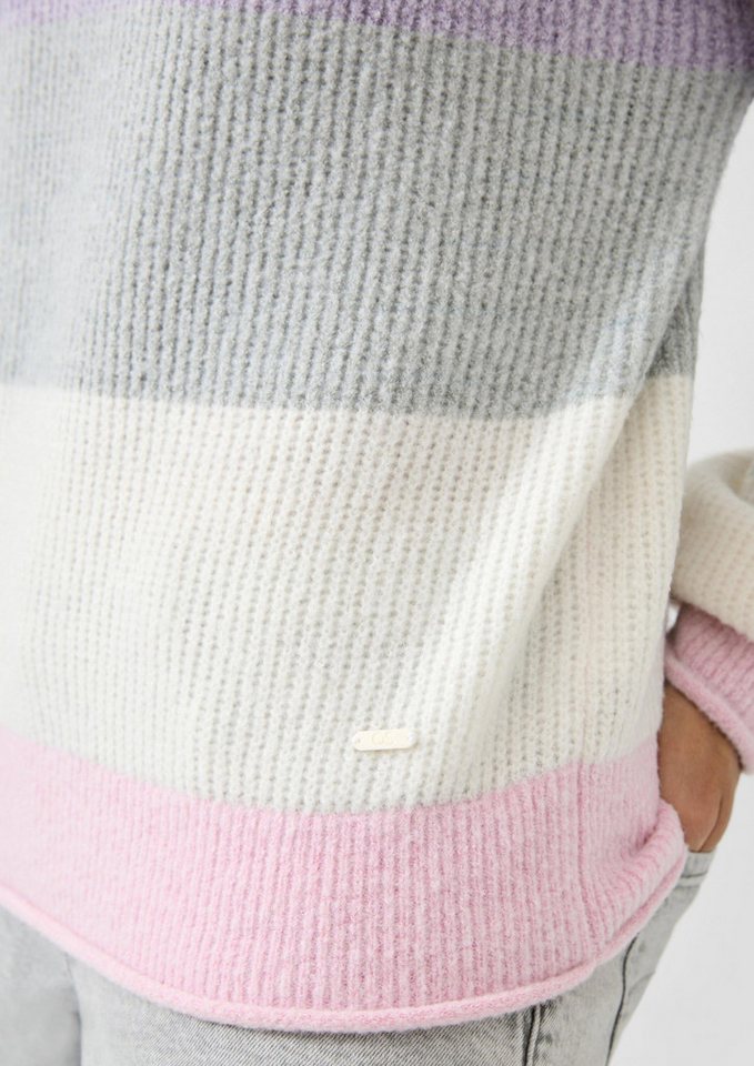 QS Longpullover Strickjacke Rollkragenpullover mit Streifen – Bild 4 von 5