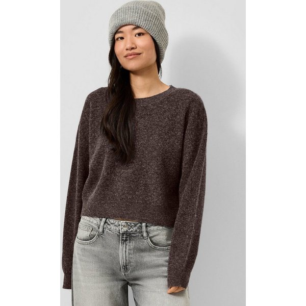 QS Longpullover Strickpullover Cropped Pullover in Ripp-Optik, Vanessa Mai